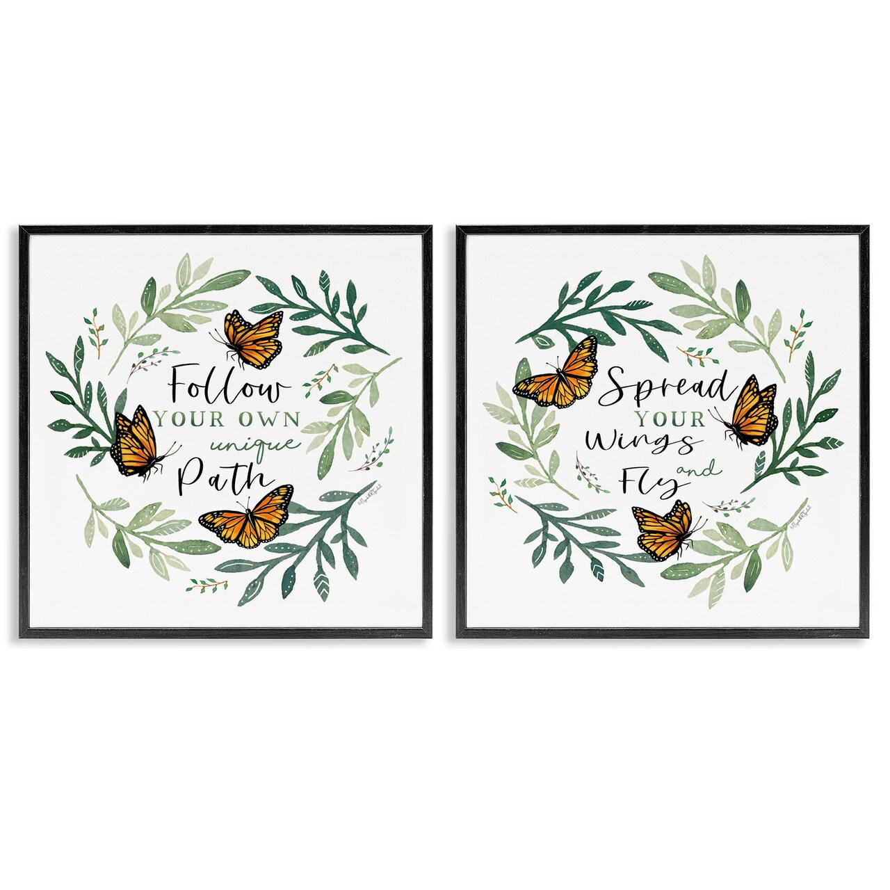 Stupell Industries Spread Your Wings and Follow Path 2pc Framed Giclee Set, design by Elizabeth Tyndall